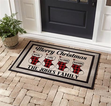 Personalized Christmas Welcome Mat, Personalized Holiday Doormat, Santa ...