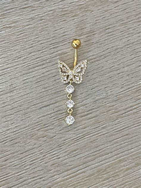 Gold Butterfly Belly Button Ring Dainty Belly Button Jewelry Gold Cute