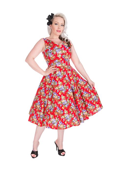 Red Floral Rockabilly Dress Hearts And Roses Australia