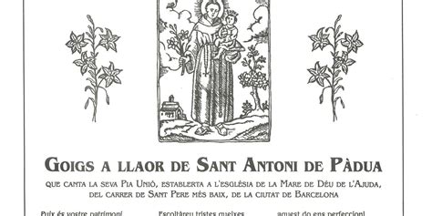 GOIGS a llaor de Sant Antoni de Pàdua any 1995 La Vall del Ges i el