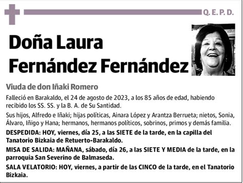 Laura Fern Ndez Fern Ndez Esquela Necrol Gica El Correo