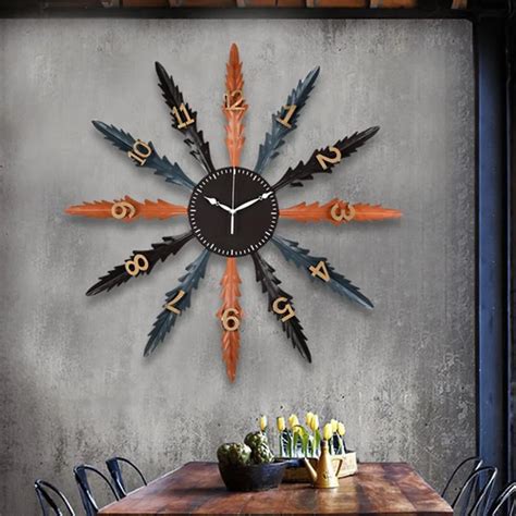 Mediterranean Style Hand Work Metal Big Wall Clocks Cafe Art Auspicious