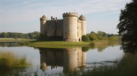 Un Castillo En Medio De Un Lago Foto Premium