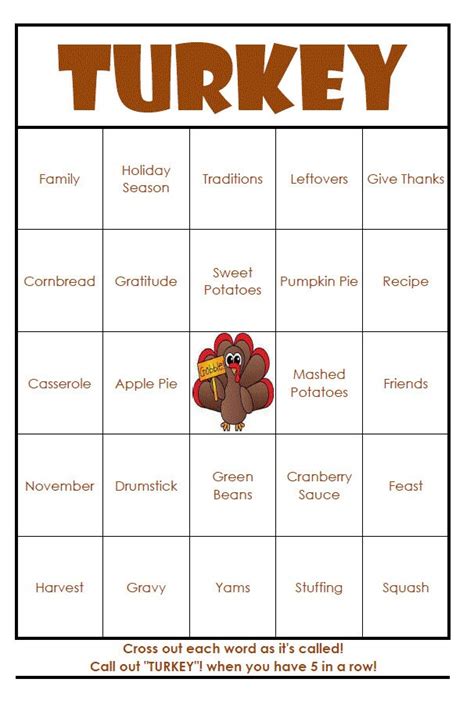 Thanksgiving Bingo Printable Pdf - Printable Word Searches