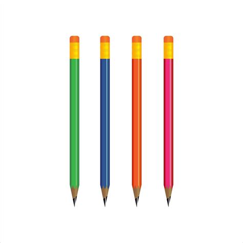 Realistic Pencils 3d Colored School Stationery With Sharpener And