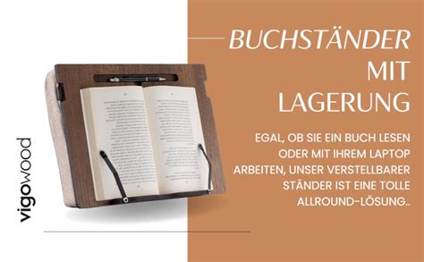 Vigo Wood Buchständer mit Stauraum Buchhalter Leseständer