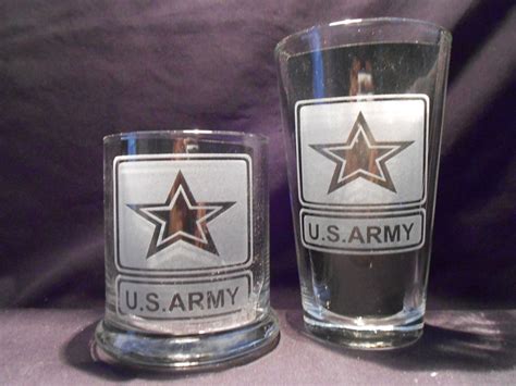 Us Military Glassware Set Of 4 Choose Your Branch And Size Etsy