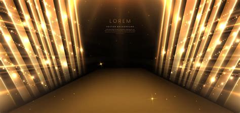 Elegant Golden Scene Diagonal Glowing With Lighting Effect Sparkle On Black Background Template