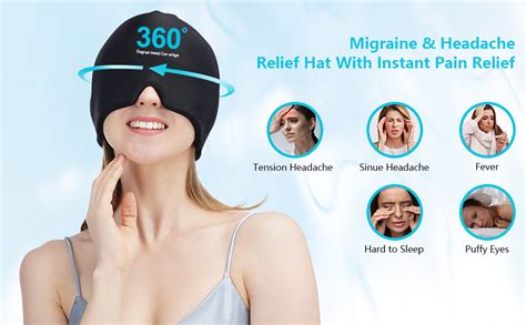 Kinsco Migraine Relief Cap Cold Hot Compress For Headache Relief Swelling Cooling Eye Mask