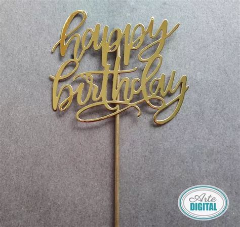 Cake Topper Letrero Pastel Happy Birthday Oro Dorado