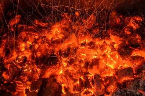 Premium Photo Red Hot Burning Coals In Fireplace Texture Or Background