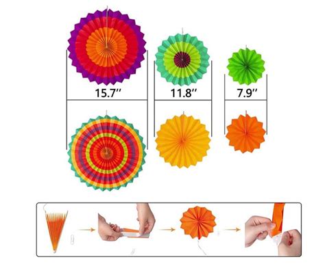 35pcs Fiesta Paper Fans Cinco De Mayo Pom Poms Party Decorations