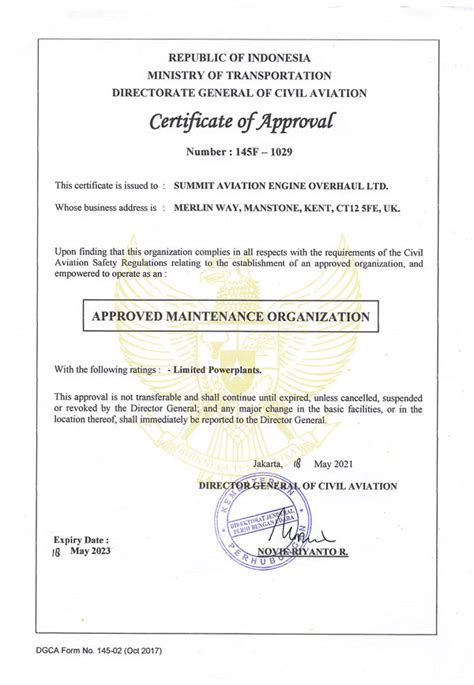 Summit Aviation Aviation Certificates