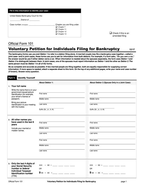 2017 2025 Us Court Official Form 101 Fill Online Printable Fillable