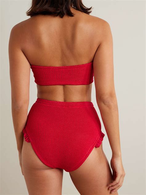 Osiris metallic ruffled seersucker bandeau bikini HUNZA G 네타포르테