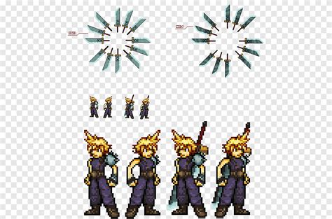 Cloud Strife Pixel Art Template