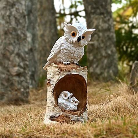 Solar Powered Owl Garden Decor Outdoor Statues Led Porch Solar Owl