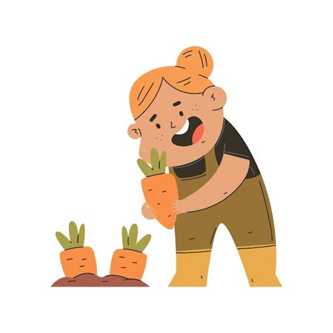 Premium Vector Farmer Woman With Carrot Vector Cartoon Character