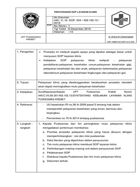 9224 Sop Penyusunan Sop Layanan Klinis Pdf