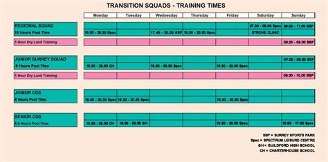 Transition Squads Guildford City Swimming Club