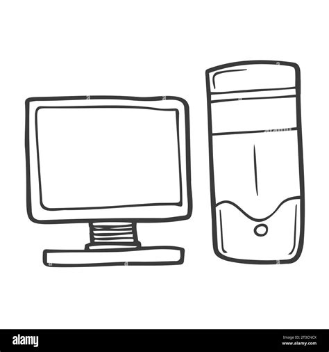 Hand Drawn Pc Monitor Screen Vector Illustration Stock Vector Image