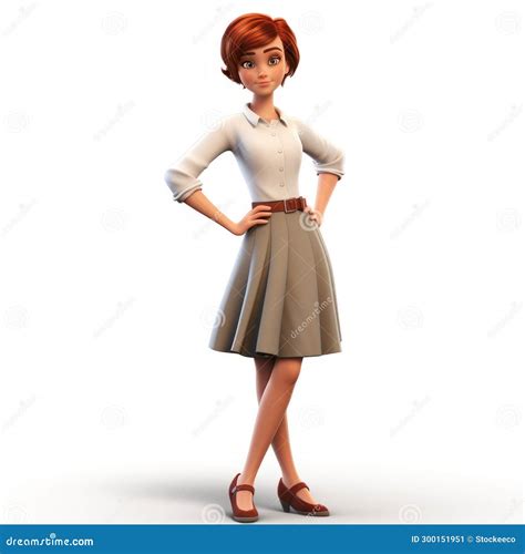 Classic Glamour A Timeless 3d Animated Figure In Crisp And Clean Style