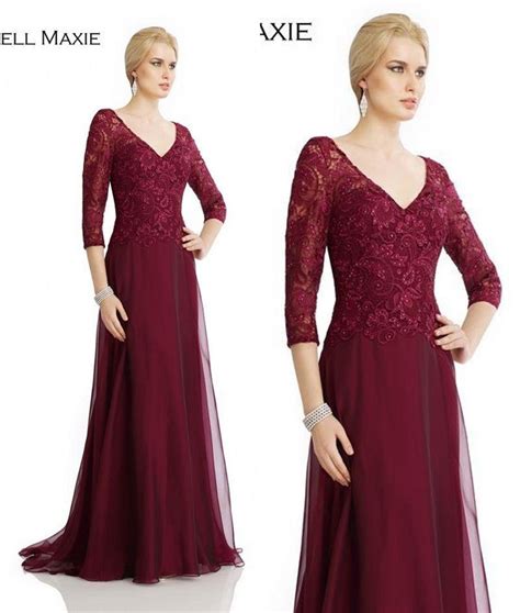 Burgundy Plus Size Mother Off The Bride Dresses Vintage Lace Long Sleeves 2016 Red Wine Ruched