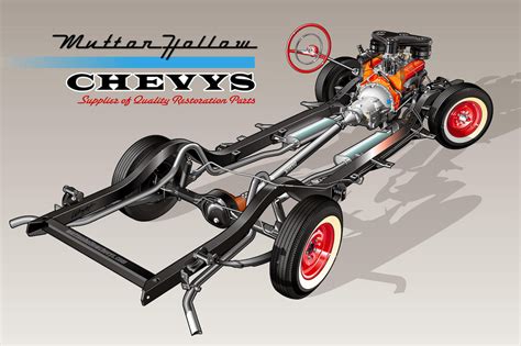 1957 Chevy Chassis With Dual Four 283 Engine Poster Mh 2083