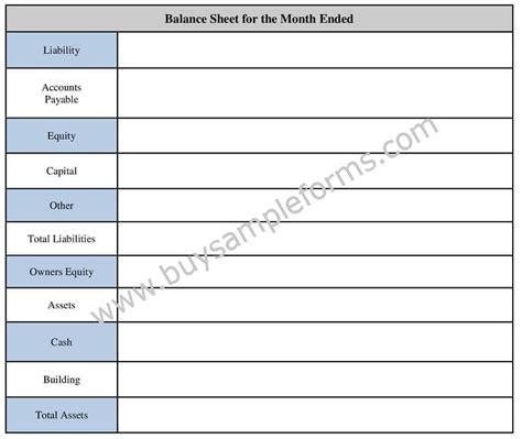 Balance Sheet Form Format | Word Template Download