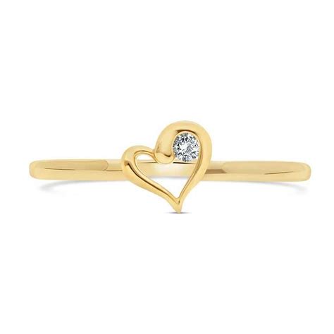 Bague Forme C Ur Or Jaune Diamant Bijou L Gant Pour Femme