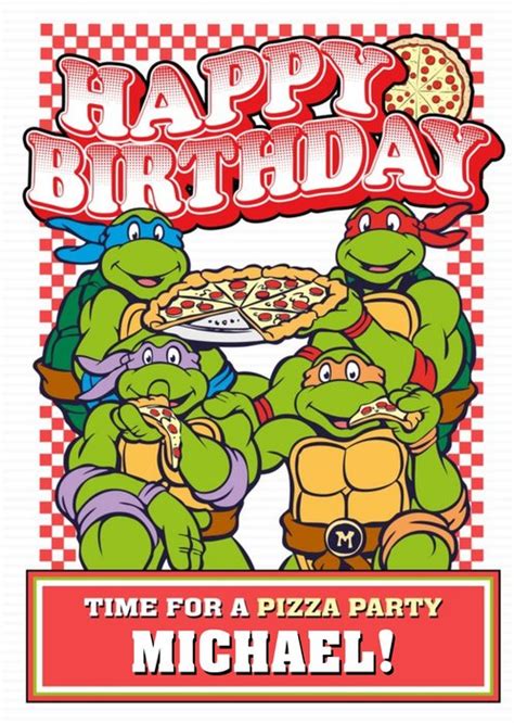 Ninja Turtle Pizza Party Invitations