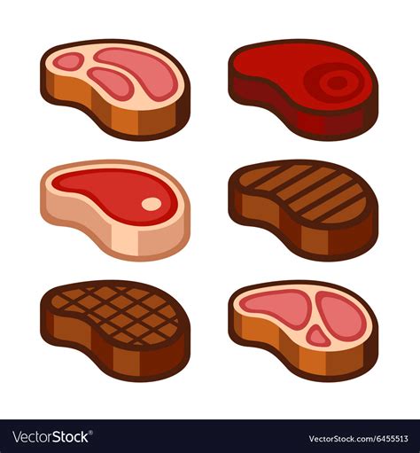 Steak Icons Set Royalty Free Vector Image VectorStock