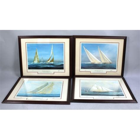 A Set Of Four Framed Limited Edition Prints Yachts Of The Americas