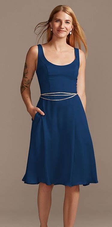 Crepe Back Satin Scoop Tank Short Bridesmaid Dress Davids Bridal In