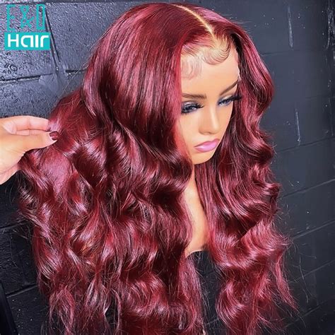 Brazilian Body Wave Human Hair Wigs 99j Red Burgundy 13x4 Hd Lace Frontal Wig Wet Wavy Lace