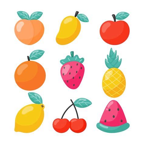 Conjunto de estilo cartoon de frutas tropicais isolado ilustração