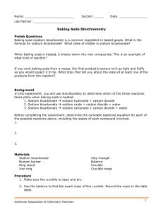 Lab 23 Decomposition Of Baking Soda Stoichiometry