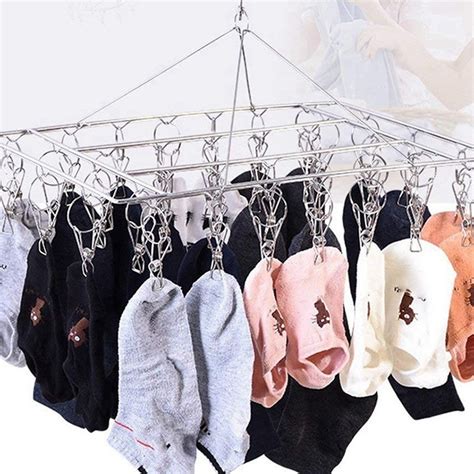 Sock Drying Racks Laundry Drip Hanger Rectangle With 30Pcs Pegs Indoor