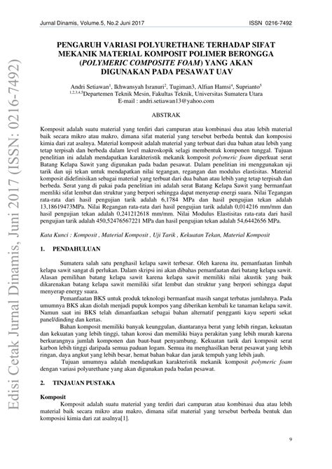 PDF PENGARUH VARIASI POLYURETHANE TERHADAP SIFAT MEKANIK MATERIAL