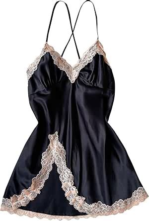 Sexy Lingerie Night Gowns For Women Satin Nighties Babydoll Lace Silk Slip Dress Chemise