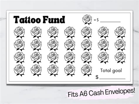 Tattoo Fund Sinking Funds Tracker A6 Budget Binder Cash Envelopes