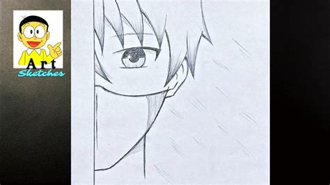 Easy Anime Drawing How To Draw Anime Boy Half Face Wearing A Mask