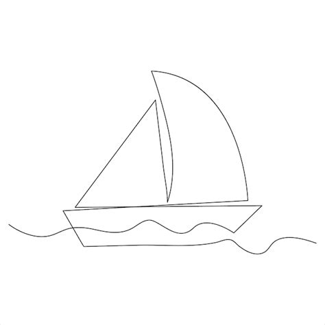 Premium Vector Continuous One Line Boat Drawing Out Line Vector