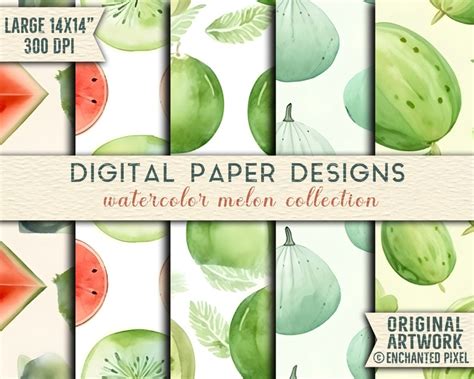 Watermelon Digital Papers Watercolor Melon Seamless Pattern Printable