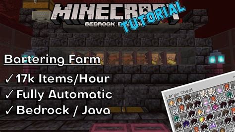 Piglin Bartering Farm | 17k Items/Hour | Minecraft Bedrock Edition and ...