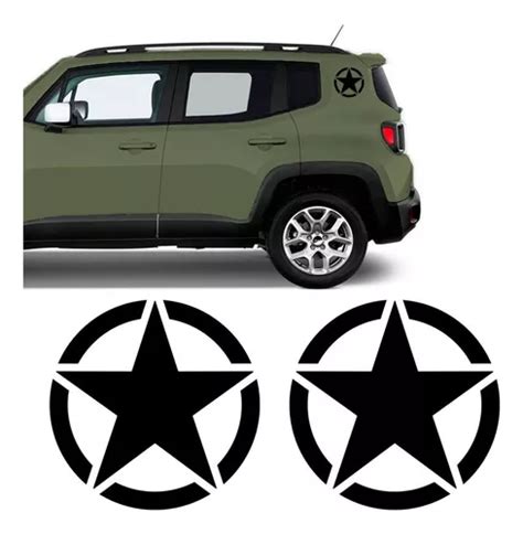 Kit Estrela Militar Para Coluna Jeep Renegade Adesivo Preto