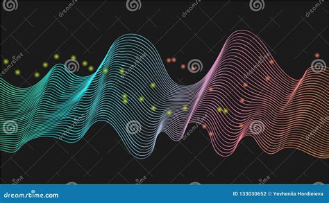 Líneas De La Onda Acústica Del Vector Dinámicas En La Luz Azul Verde