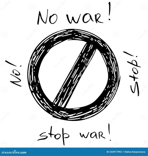 Words No War Stop War Crossed Out Sign Stock Vector Illustration Of