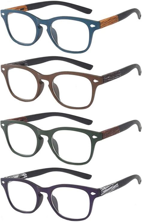 Reading Glasses 4 Pack Own4b Vintage Fashion Designer Wood Grain Readers Eyeglasses