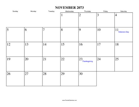 November 2073 Calendar